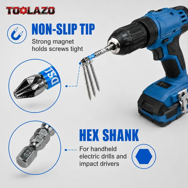 10PCS Anti-Slip Tip S2 Alloy Steel PH2 Screwdriver Bits