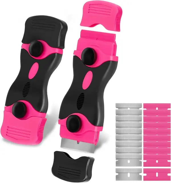 Non-Retractable Pink 2-in-1 Dual Blades Surface Scraper Tool Kit with…