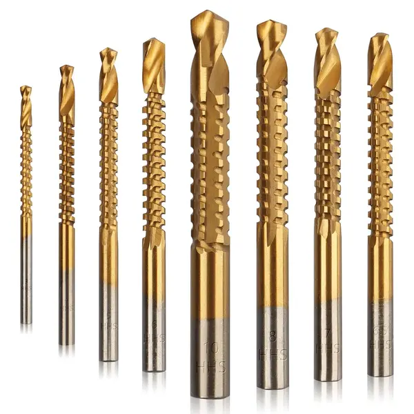 5PCS Titanium-Coated High Speed Steel Twist Drill Set