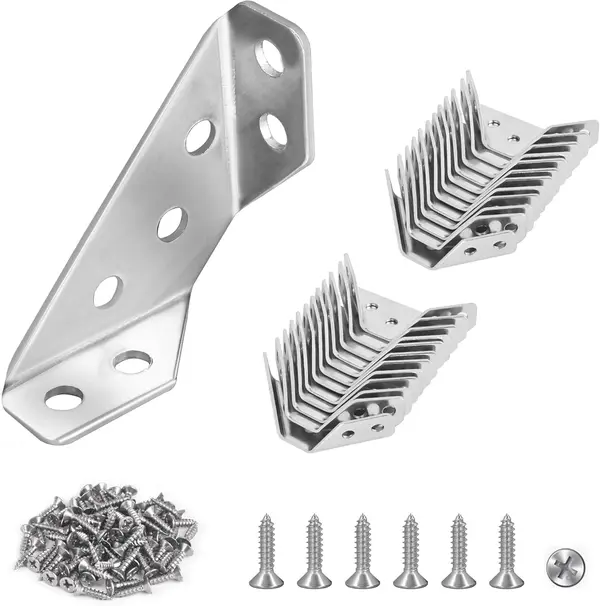 20-Pack Stainless Steel 90-Degree Angle Triangle Corner Brackets