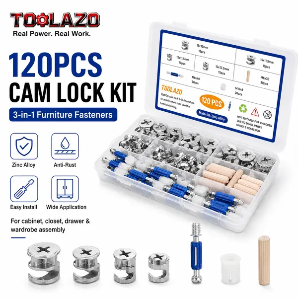 120PCS Furniture Cam Lock Assortment Kit