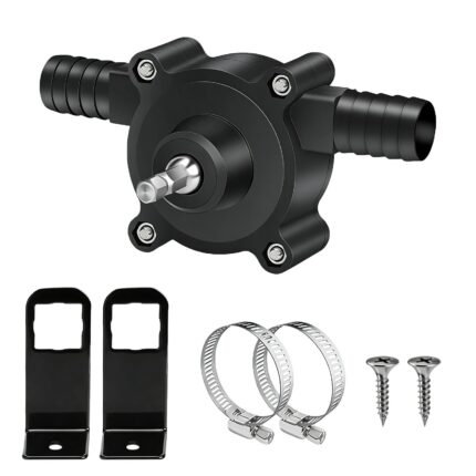 Drill-Driven High-Flow Self-Priming Portable Water Pump with Plastic Hose Kit, Clamp, Fittings - Durable Corrosion-Resistant Engineering Plastics, Efficient Operation, Easy Setup - Transports Water, Oil, Gasoline - For Home, Emergency Use